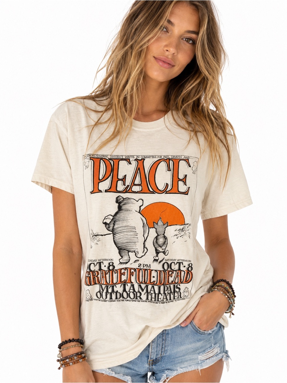 Grateful Dead Peace Poster Tee Stanley Mouse Alton Kelley Mt Tamalpais Medium